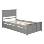 FAMYYT Twin Size Platform Bed With Space-saving Trundle, Easy Assembly, Gray