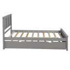 FAMYYT Twin Size Platform Bed With Space-saving Trundle, Easy Assembly, Gray