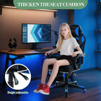Reclining Ergonomic Gaming Chair w/ Retractable Footrest, High Back PU Leather Racing Computer Desk Chair w/ Lumbar & Headrest Support for Office