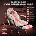 Reclining Ergonomic Gaming Chair w/ Retractable Footrest, High Back PU Leather Racing Computer Desk Chair w/ Lumbar & Headrest Support for Office