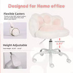 Teddy Fleece Vanity Chair Cat Paw Backrest 360 Swivel Height Adjustable 300LBS Support Tool-Free Assembly for Home Office Bedroom
