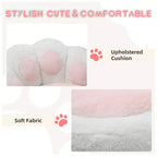 Teddy Fleece Vanity Chair Cat Paw Backrest 360 Swivel Height Adjustable 300LBS Support Tool-Free Assembly for Home Office Bedroom
