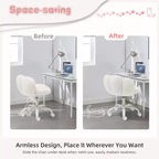 Teddy Fleece Vanity Chair Cat Paw Backrest 360 Swivel Height Adjustable 300LBS Support Tool-Free Assembly for Home Office Bedroom