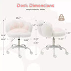 Teddy Fleece Vanity Chair Cat Paw Backrest 360 Swivel Height Adjustable 300LBS Support Tool-Free Assembly for Home Office Bedroom