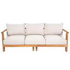 ModernLuxe Ensemble de canapés de patio 3 pièces, salon de conversation extérieur résistant aux intempéries avec coussins moelleux et fauteuils club, beige et teck