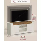 VASAGLE TV Stand, Farmhouse Entertainment Center with Storage Cabinets, Media Console Table for 65 Inch TV, Rustic White and Honey Brown