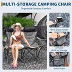 Camping Chair for 2 Adults Heavy Duty Folding Outdoor Loveseat, High Back Support, Padded Seat, Headrest, Cooler Pouch, Cup Holders, 700 lbs Capacity