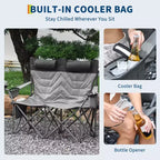Camping Chair for 2 Adults Heavy Duty Folding Outdoor Loveseat, High Back Support, Padded Seat, Headrest, Cooler Pouch, Cup Holders, 700 lbs Capacity