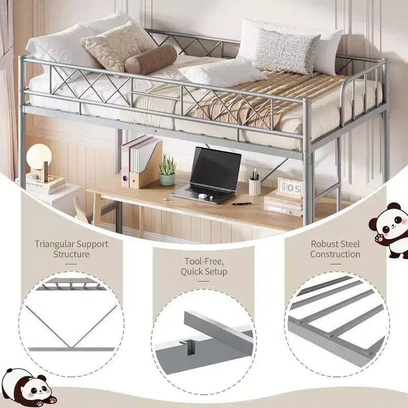GuatoWave Heavy Duty Space-Saving Loft Bed Frame with Stairs for Adults, Teens & Kids