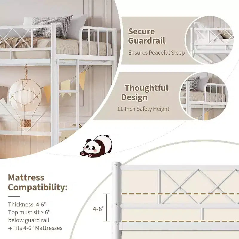 GuatoWave Heavy Duty Space-Saving Loft Bed Frame with Stairs for Adults, Teens & Kids