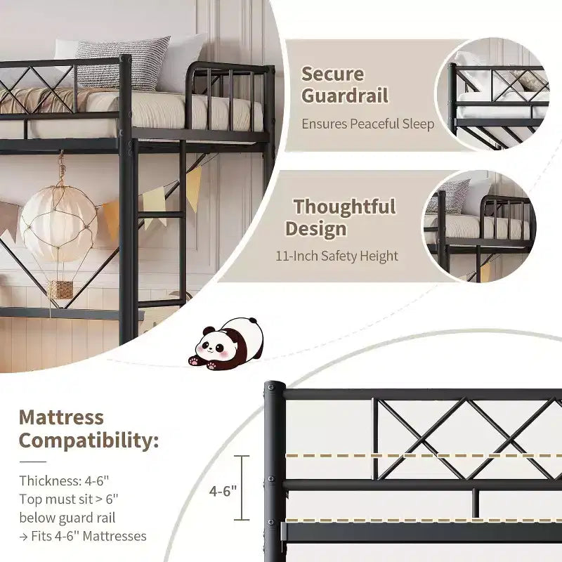 GuatoWave Heavy Duty Space-Saving Loft Bed Frame with Stairs for Adults, Teens & Kids