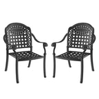 Lot de 2 chaises de salle à manger d'extérieur en fonte d'aluminium, cadre noir résistant à la rouille avec coussins résistants à l'eau