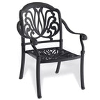 Lot de 2 chaises de salle à manger d'extérieur en fonte d'aluminium, cadre noir résistant à la rouille avec coussins résistants à l'eau