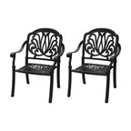 Lot de 2 chaises de salle à manger d'extérieur en fonte d'aluminium, cadre noir résistant à la rouille avec coussins résistants à l'eau