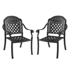 Lot de 2 chaises de salle à manger d'extérieur en fonte d'aluminium, cadre noir résistant à la rouille avec coussins résistants à l'eau