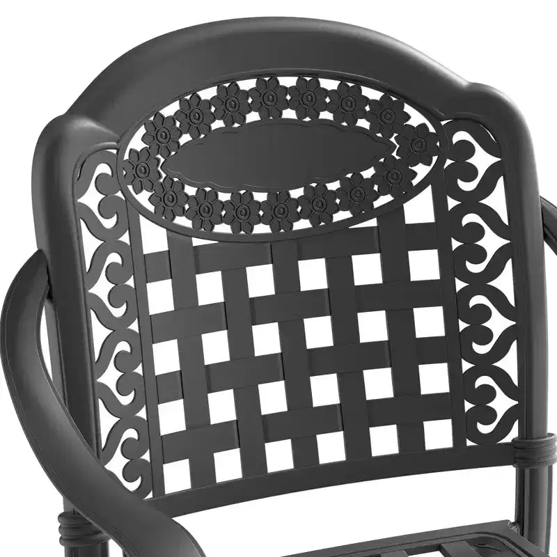Lot de 4 chaises de salle à manger d'extérieur en fonte d'aluminium, cadre noir résistant à la rouille avec coussins résistants à l'eau