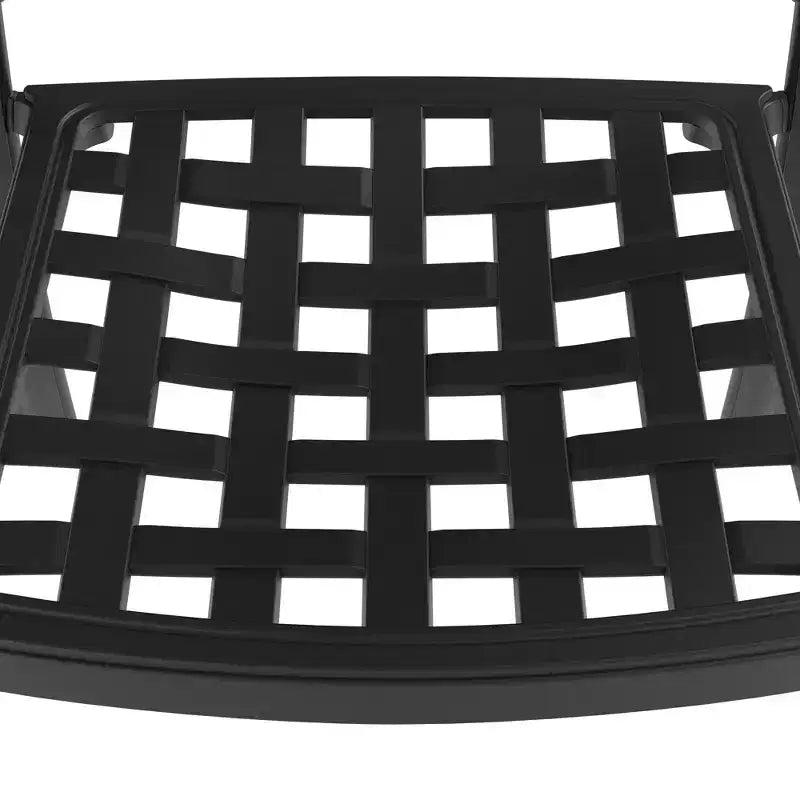 Lot de 4 chaises de salle à manger d'extérieur en fonte d'aluminium, cadre noir résistant à la rouille avec coussins résistants à l'eau