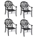 Lot de 4 chaises de salle à manger d'extérieur en fonte d'aluminium, cadre noir résistant à la rouille avec coussins résistants à l'eau