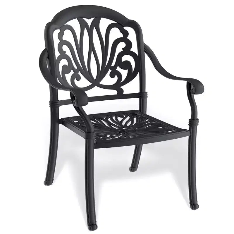 Lot de 4 chaises de salle à manger d'extérieur en fonte d'aluminium, cadre noir résistant à la rouille avec coussins résistants à l'eau