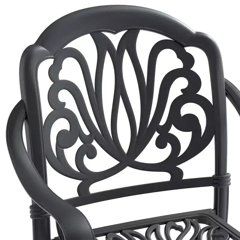Lot de 4 chaises de salle à manger d'extérieur en fonte d'aluminium, cadre noir résistant à la rouille avec coussins résistants à l'eau