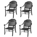 Lot de 4 chaises de salle à manger d'extérieur en fonte d'aluminium, cadre noir résistant à la rouille avec coussins résistants à l'eau