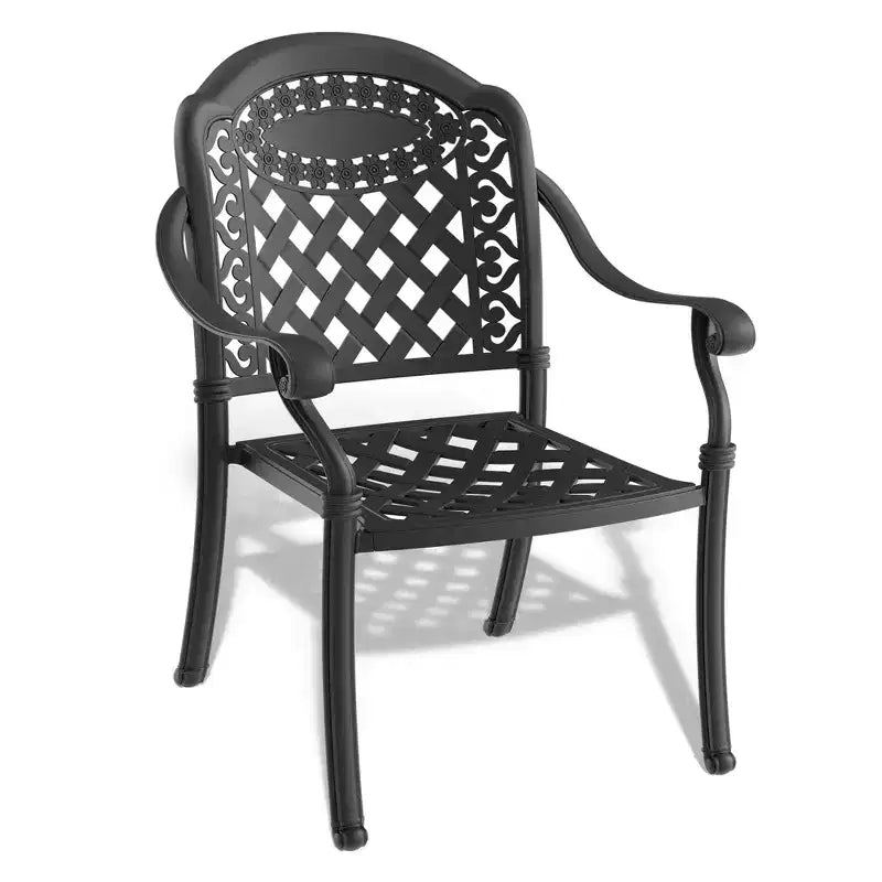 Lot de 4 chaises de salle à manger d'extérieur en fonte d'aluminium, cadre noir résistant à la rouille avec coussins résistants à l'eau