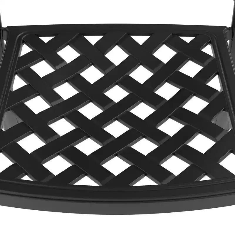 Lot de 4 chaises de salle à manger d'extérieur en fonte d'aluminium, cadre noir résistant à la rouille avec coussins résistants à l'eau