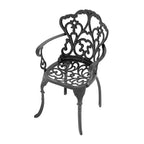 Lot de 4 chaises de salle à manger d'extérieur en fonte d'aluminium, cadre noir résistant à la rouille avec coussins résistants à l'eau