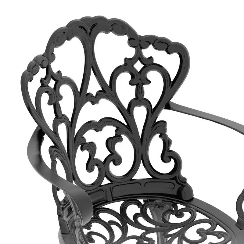 Lot de 4 chaises de salle à manger d'extérieur en fonte d'aluminium, cadre noir résistant à la rouille avec coussins résistants à l'eau