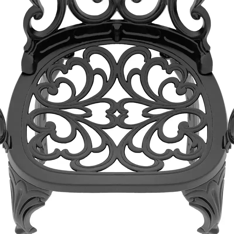 Lot de 4 chaises de salle à manger d'extérieur en fonte d'aluminium, cadre noir résistant à la rouille avec coussins résistants à l'eau