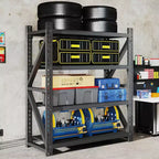 Étagères de garage métalliques robustes réglables, unité d'étagères industrielles, rayonnage de rangement en acier pour entrepôt, noir