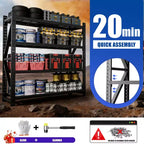 Étagères de garage métalliques robustes réglables, unité d'étagères industrielles, rayonnage de rangement en acier pour entrepôt, noir
