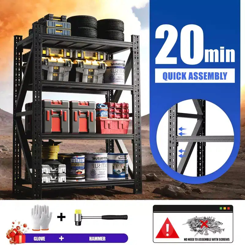 Étagères de garage métalliques robustes réglables, unité d'étagères industrielles, rayonnage de rangement en acier pour entrepôt, noir
