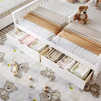 Lit plateforme ModernLuxe double deux places de style maison avec étagères de rangement et tiroirs, design cabane pour chambre d'enfant partagée