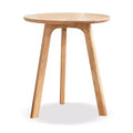 100% Natural Solid Oak Wood Round End Table, Three-Legged Side Coffee Table Bedside Table for Living Room Bedroom