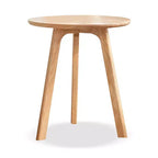100% Natural Solid Oak Wood Round End Table, Three-Legged Side Coffee Table Bedside Table for Living Room Bedroom