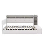 Lit de repos rembourré Hill GDFStudio avec pouf de rangement, étagères et lit gigogne