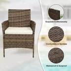 3-Piece Outdoor Patio Furniture Set, PE Rattan Wicker Chairs with Cushions and Tempered Glass Coffee Table for Backyard Porch Garden Poolside