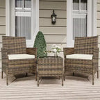 3-Piece Outdoor Patio Furniture Set, PE Rattan Wicker Chairs with Cushions and Tempered Glass Coffee Table for Backyard Porch Garden Poolside