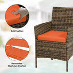 3-Piece Outdoor Patio Furniture Set, PE Rattan Wicker Chairs with Cushions and Tempered Glass Coffee Table for Backyard Porch Garden Poolside