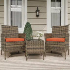 3-Piece Outdoor Patio Furniture Set, PE Rattan Wicker Chairs with Cushions and Tempered Glass Coffee Table for Backyard Porch Garden Poolside