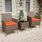 3-Piece Outdoor Patio Furniture Set, PE Rattan Wicker Chairs with Cushions and Tempered Glass Coffee Table for Backyard Porch Garden Poolside