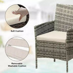 3-Piece Outdoor Patio Furniture Set, PE Rattan Wicker Chairs with Cushions and Tempered Glass Coffee Table for Backyard Porch Garden Poolside