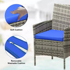 3-Piece Outdoor Patio Furniture Set, PE Rattan Wicker Chairs with Cushions and Tempered Glass Coffee Table for Backyard Porch Garden Poolside