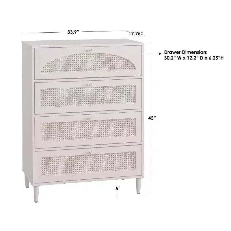 Lifestorey Taylor Mid Century Modern 4 Drawer Chest Dresser