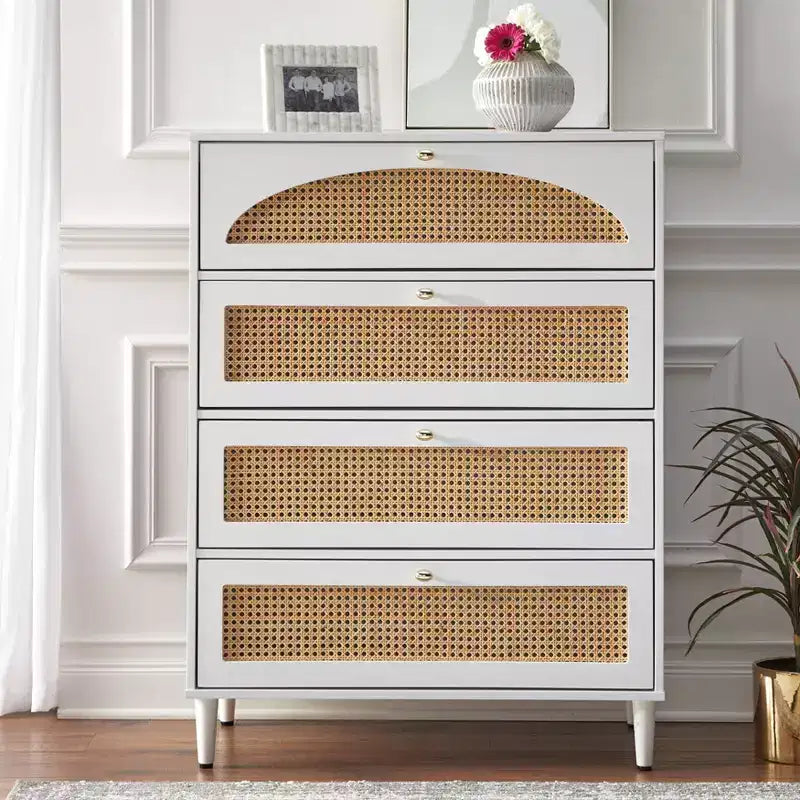 Lifestorey Taylor Mid Century Modern 4 Drawer Chest Dresser