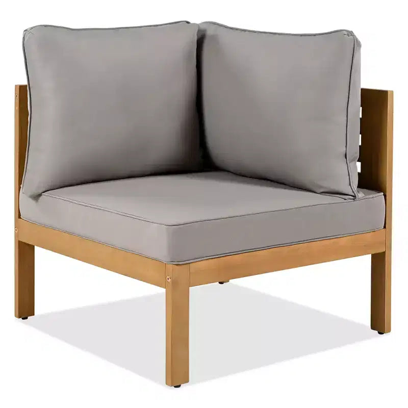ModernLuxe Ensemble de canapés de jardin en L 4 pièces, en bois d'acacia, avec accoudoirs en corde tressée et table basse