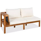 ModernLuxe Ensemble de canapés de jardin en L 4 pièces, en bois d'acacia, avec accoudoirs en corde tressée et table basse