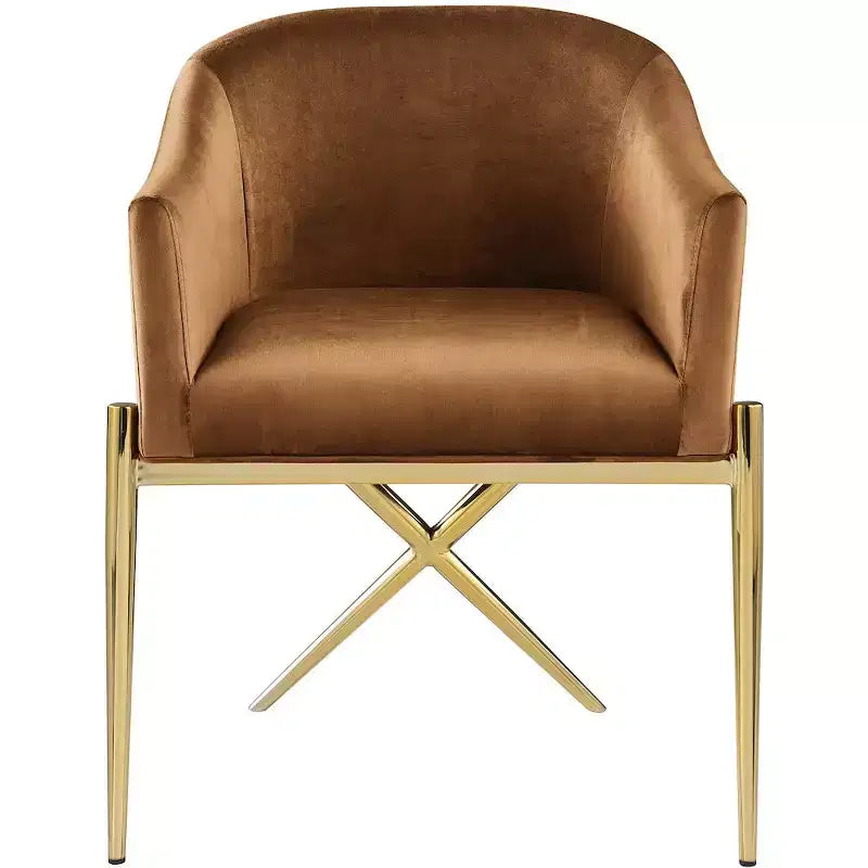 Chaise de salle à manger en velours Meridian Furniture Xavier Saddle
