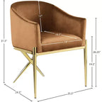 Chaise de salle à manger en velours Meridian Furniture Xavier Saddle